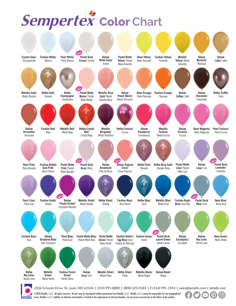 Sempertex balloon color chart